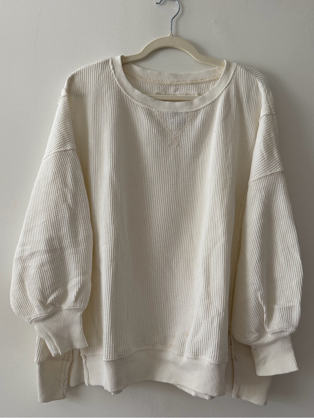 American Eagle Outfitters Waffle Knit Cream Pullover